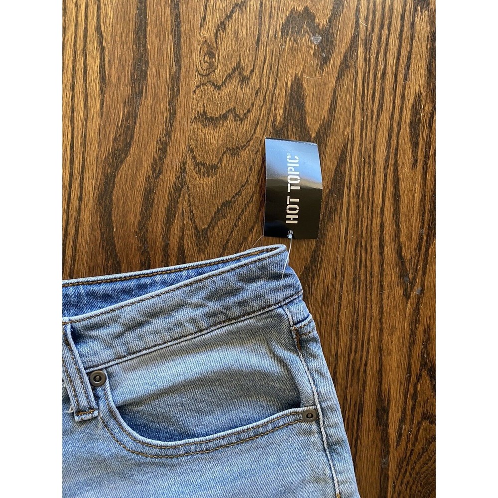 NWT My Neighbor Totoro Size 17 Stretch Light Blue Jeans Hot Topic Rolled Cuff - Picture 5 of 8
